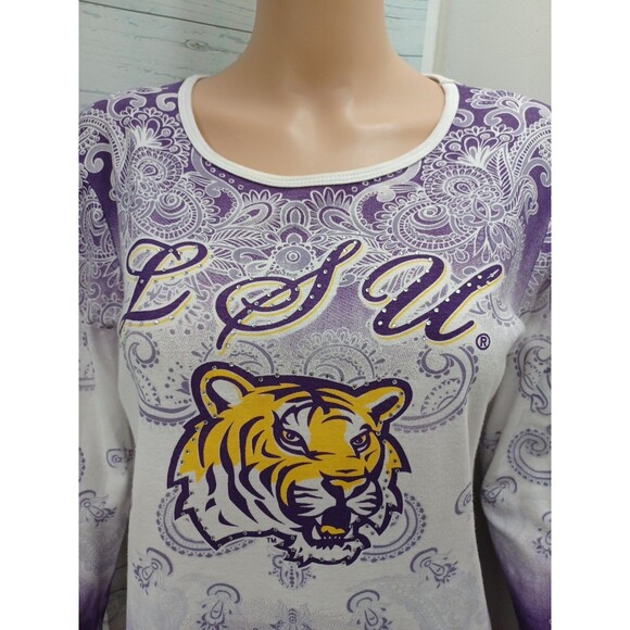 P. Michael LSU Tigers Womens Shirt Sz M Purple Football - Picture 2 of 9